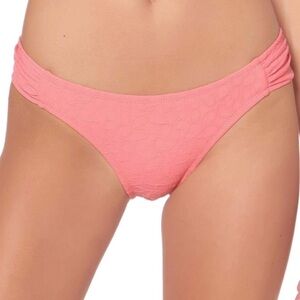 Jessica Simpson MELON Side Shirred Hipster Bikini Swim Bottom Size Large